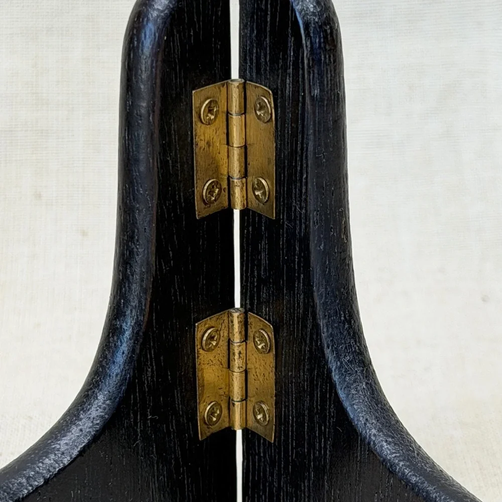 Vintage Folding Wood Display Easels Set of 2 Black Plate Stands Frame Holders